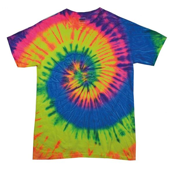 Colortone Tops - Colortone Womens/Ladies Rainbow Tie-Dye Short Sleeve Heavyweight T-Shirt / Neon